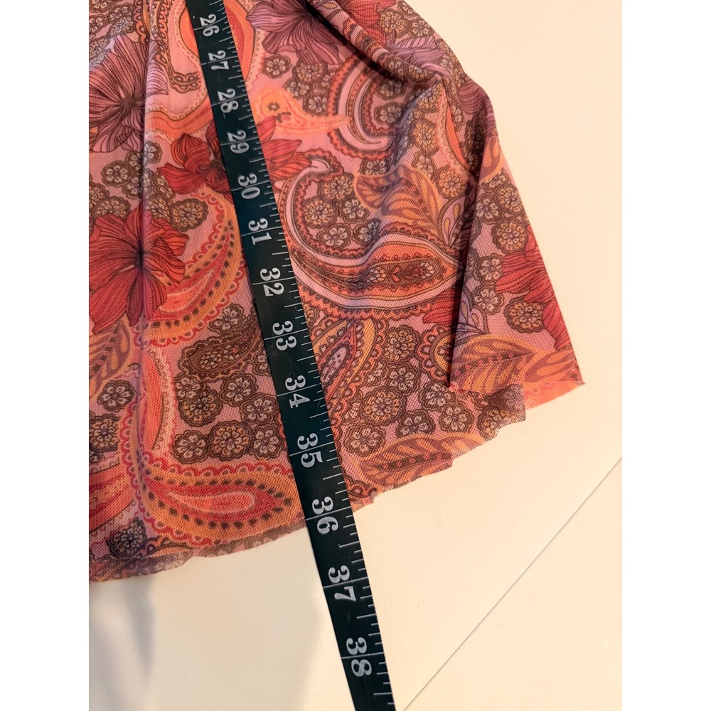 Johnny Was Jade Pink Orange Paisley Floral Mesh Mini Dress Womens XL Bohemian - Picture 9 of 9